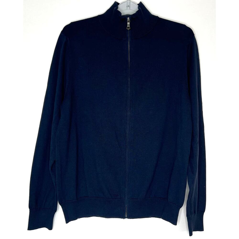 Brooks Brothers Men Size M Navy Full Zip Long Sleeve Cardigan